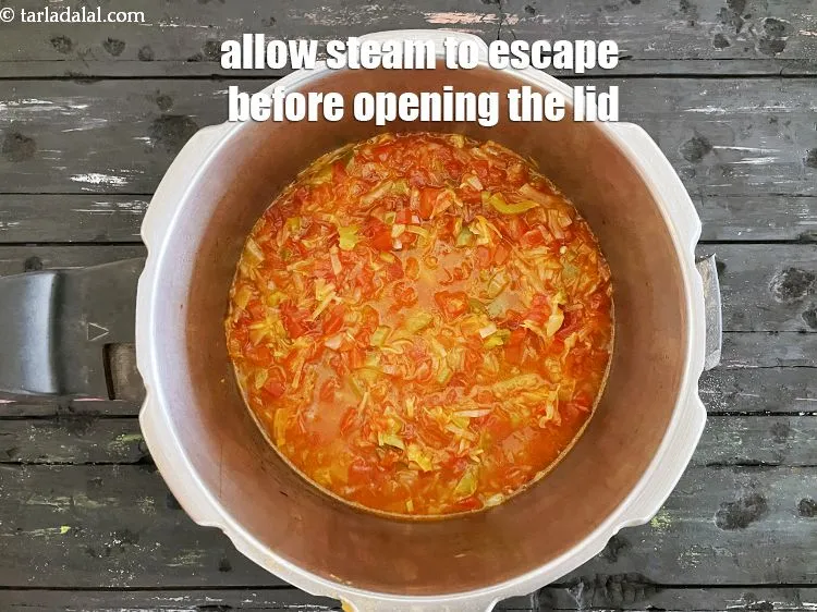 Step 16 – Allow the steam to escape before opening the lid.