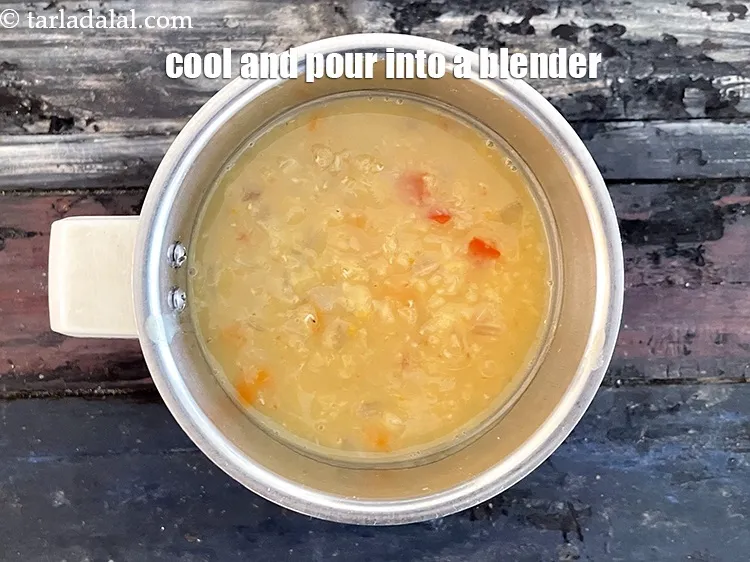 Step 18 – Cool slightly and pour into a blender.