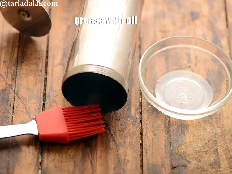 Step 27 – Grease a chakli mould and place a star shaped plate in the chakli press using …