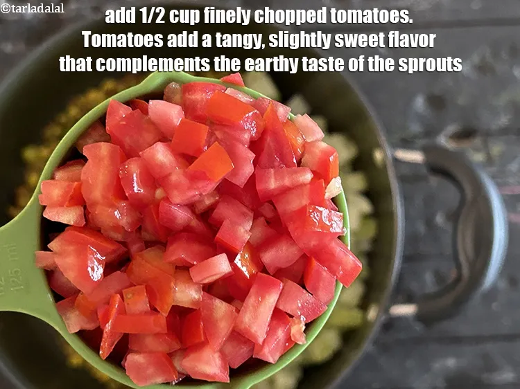 Step 24 – Add&nbsp;1/2 cup finely chopped tomatoes.&nbsp;Tomatoes add a tangy,&nbsp;slightly sweet flavor that complements the earthy taste …