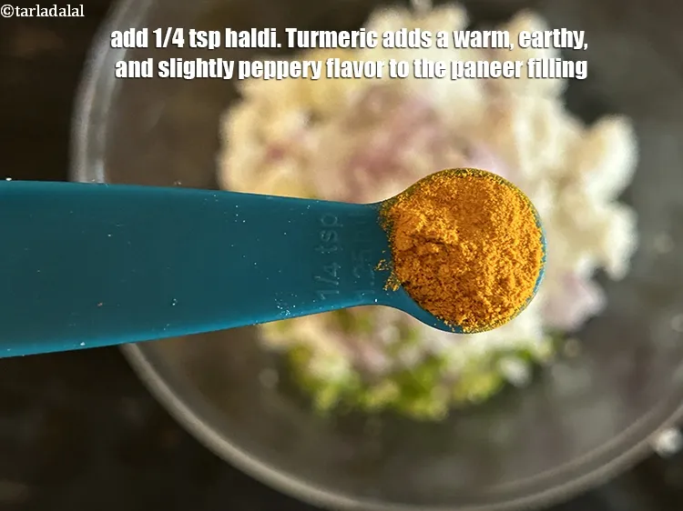 Step 14 – Add 1/4 tsp <a href="https://www.tarladalal.com/glossary-turmeric-powder-haldi-645i">turmeric powder (haldi)</a>. Turmeric adds a warm, earthy, and slightly peppery …
