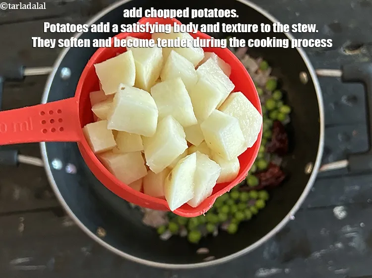 Step 18 – Add&nbsp;1 1/2 cup chopped potatoes.&nbsp;Potatoes add a satisfying body and texture to the stew. They …