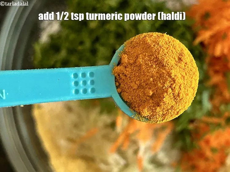 Step 14 – Add&nbsp;<meta charset="UTF-8" />1/2 tsp&nbsp;<a href="glossary-turmeric-powder-haldi-645i">turmeric powder (haldi)</a>.&nbsp;