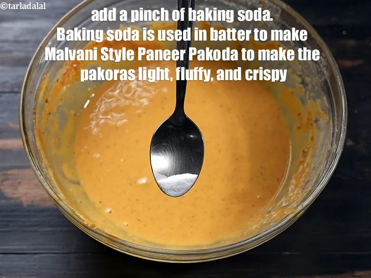 Step 14 – Add a pinch of <a href="glossary-baking-soda-soda-bi-carb-615i">baking soda</a>.&nbsp;Baking soda is used in batter to make Malwani …