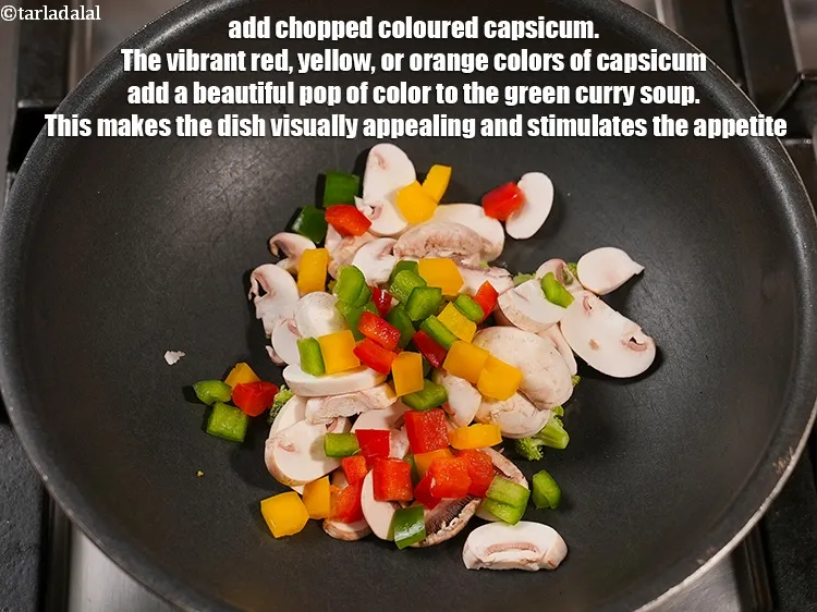 Step 14 – Add &frac14; cup &nbsp;<a href="https://www.tarladalal.com/glossary-chopped-coloured-capsicum-2800i">chopped coloured capsicum</a>. The vibrant red, yellow, or orange colors of …