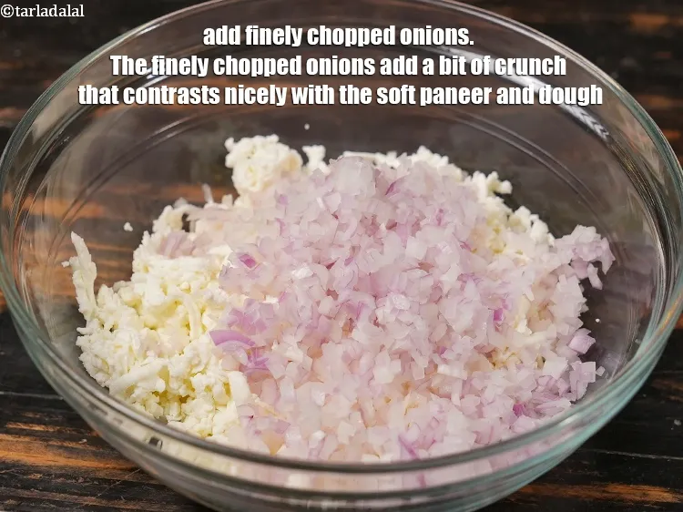 Step 14 – Add &frac12; cup finely <a href="https://www.tarladalal.com/glossary-chopped-onions-722i">chopped onions</a>. The finely chopped onions add a bit of …