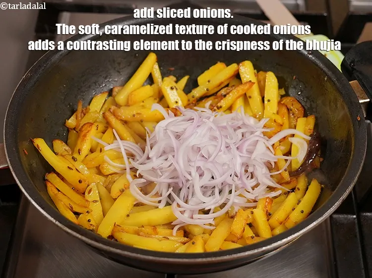 Step 14 – Add &frac12; cup <a href="https://www.tarladalal.com/glossary-sliced-onions-745i">sliced onions</a>. The soft, caramelized texture of cooked onions adds a …