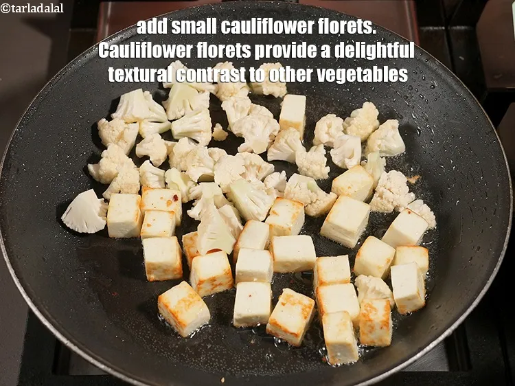 Step 14 – Add 1 cup small <a href="https://www.tarladalal.com/glossary-cauliflower-florets-753i">cauliflower florets</a>. Cauliflower florets provide a delightful textural contrast to …