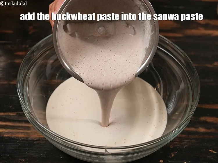 Step 14 – Add the buckwheat paste into the sanwa paste.