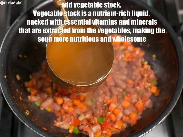 Step 23 – Add 2 cups&nbsp;<a href="https://www.tarladalal.com/vegetable-stock-38556r">vegetable stock</a>. Vegetable stock is a nutrient-rich liquid, packed with essential vitamins …