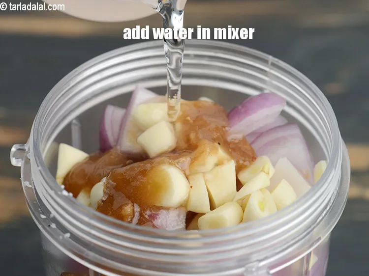 Step 16 – Add &frac12; cup of water in a mixer.