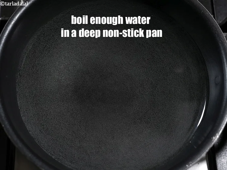 Step 14 – To make <strong>crusty potato fingers</strong>, boil enough water in a deep non-stick pan.