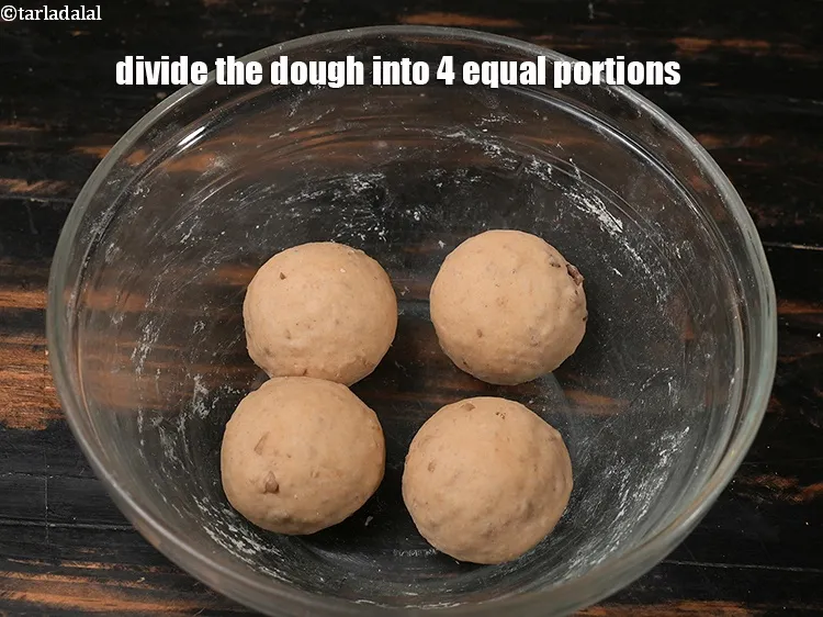 Step 14 – Divide the dough into 4 equal portions.