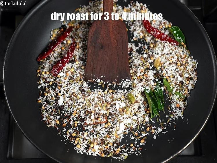 Step 14 – Dry roast them on a slow flame for 3 to 4 minutes, while stirring continuously.