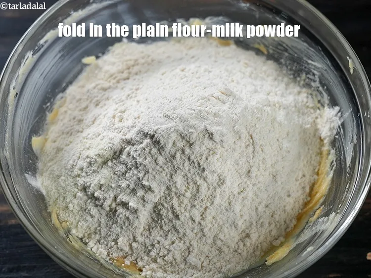 Step 14 – Fold in the plain flour-milk powder.