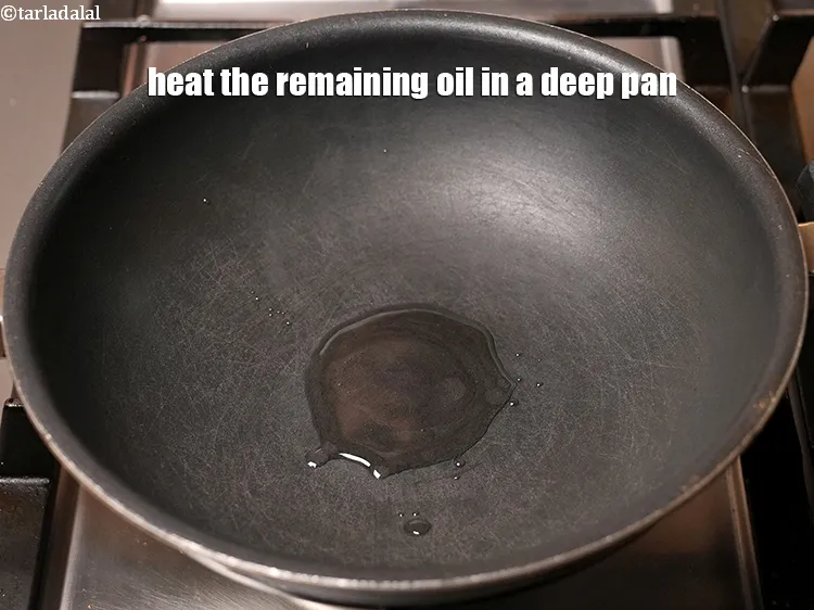 Step 14 – Heat the remaining 2 tbsp oil in a deep pan.