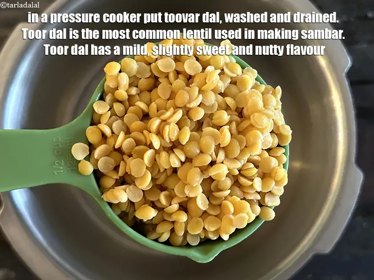 Step 15 – in a pressure cooker put&nbsp;<meta charset="UTF-8" />1/2 cup&nbsp;<a href="glossary-toovar-dal-arhar-dal-toor-dal-split-pigeon-peas-tur-dal-955i">toovar (arhar) dal</a>&nbsp;, washed and drained.&nbsp;Toor dal, …