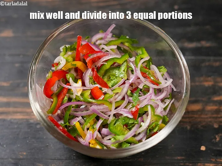 Step 14 – Mix well and divide into 3 equal portions.