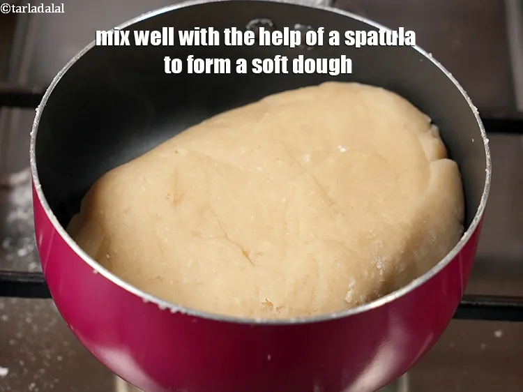 Step 14 – Mix well with the help of a spatula to form a soft dough.