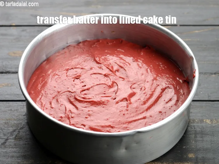 Step 18 – Transfer the batter into a lined cake tin.