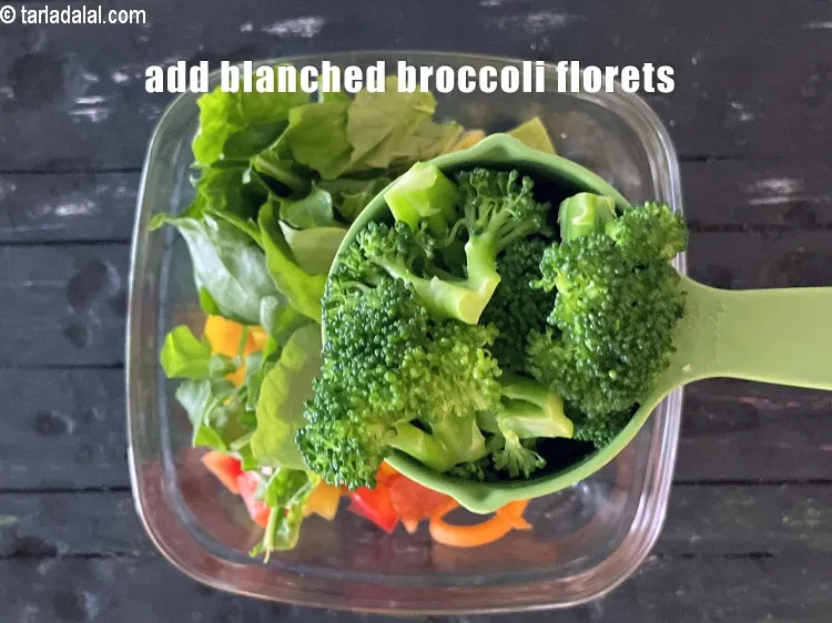 Step 16 – Add&nbsp;<meta charset="UTF-8" />1/2 cup&nbsp;<a href="glossary-blanched-broccoli-florets-719i">blanched broccoli florets</a>.