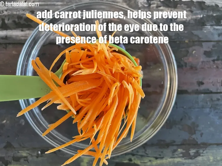 Step 15 – Add&nbsp;<meta charset="UTF-8" />1/2&nbsp;cup&nbsp;carrot jullienes.&nbsp;<meta charset="UTF-8" />Carrots&nbsp;have the nutrient Beta Carotene which is a form of&nbsp;<a …