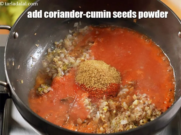Step 14 – Add 1 tsp <a href="https://www.tarladalal.com/glossary-coriander-cumin-seeds-powder-dhania-jeera-powder-375i">coriander-cumin seeds (dhania-jeera) powder</a>.&nbsp;