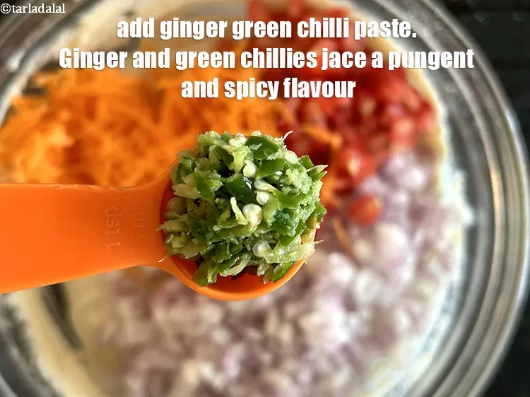 Step 33 – Add&nbsp;2 tsp&nbsp;<a href="glossary-ginger-green-chilli-paste-adrak-mirch-ki-paste-adrak-mirchi-paste-139i">ginger-green chilli paste</a>.&nbsp;Ginger and green chilies have a pungent and spicy flavor that …