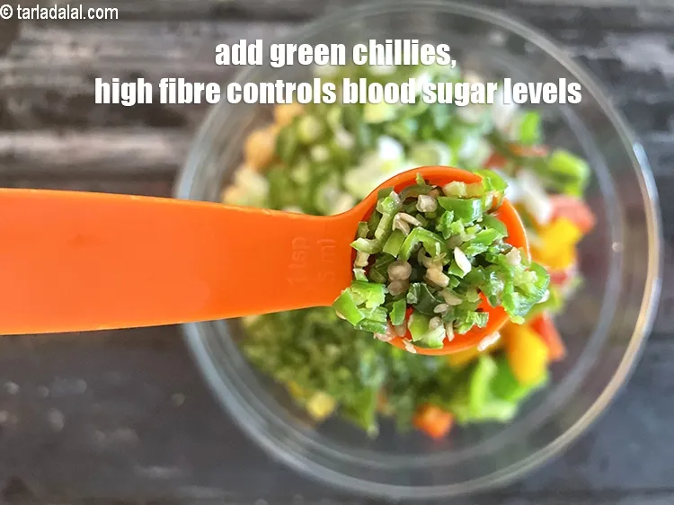 Step 21 – Add&nbsp;1 tsp chopped green chillies.&nbsp;It is probably the&nbsp;<a href="https://www.tarladalal.com/recipes-for-High-Fiber-819" target="_blank">high fiber</a>&nbsp;in green chillies which helps …