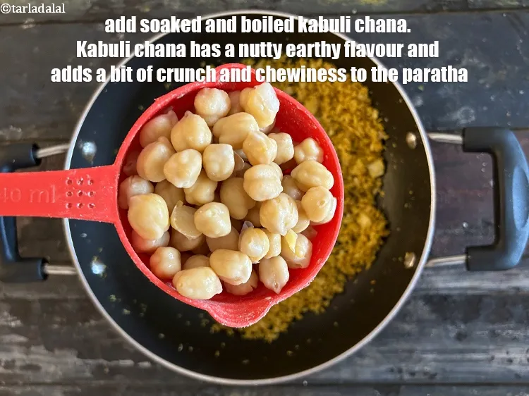 Step 55 – Add&nbsp;1 cup&nbsp;<a href="glossary-boiled-kabuli-chana-1354i">soaked and boiled kabuli chana (white chick peas</a>.&nbsp;Kabuli chana has a nutty, earthy …