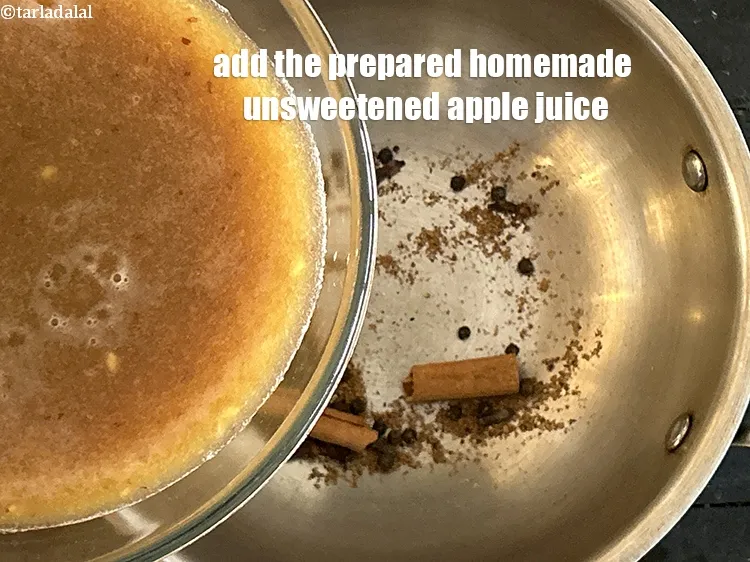 Step 24 – Add prepared <strong>homemade unsweetened apple juice</strong>.