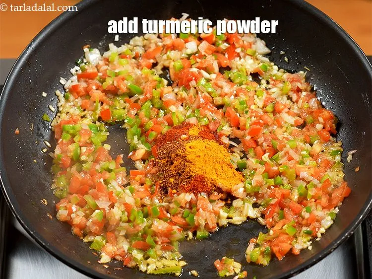 Step 16 – Add &frac14; tsp <a href="https://www.tarladalal.com/glossary-turmeric-powder-haldi-645i">turmeric powder (haldi)</a>.&nbsp;
