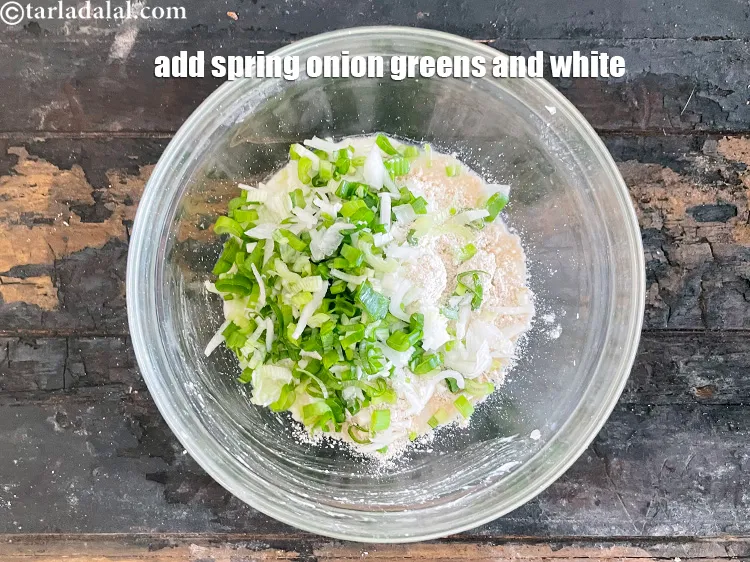 Step 17 – Add&nbsp;<meta charset="UTF-8" />1/2&nbsp;cup&nbsp;finely&nbsp;<a href="glossary-chopped-spring-onion-whites-815i">chopped spring onions whites</a>&nbsp;and greens.