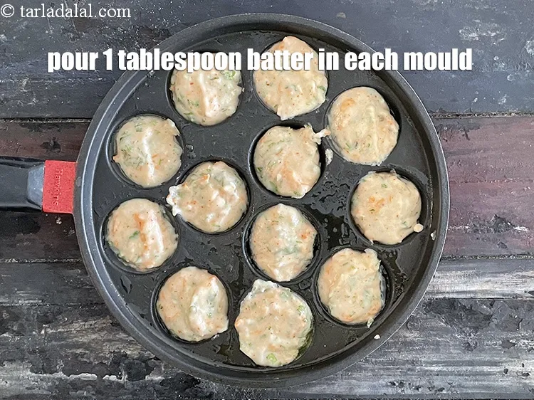 Step 19 – <meta charset="UTF-8" />Pour 1 tbsp of the batter into each mould.