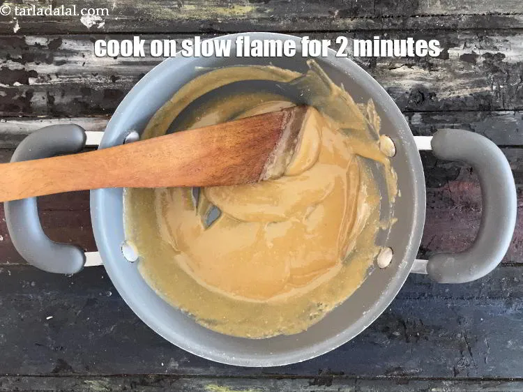 Step 14 – Cook on a slow flame for 2 minutes, while stirring continuously. Remove from flame.