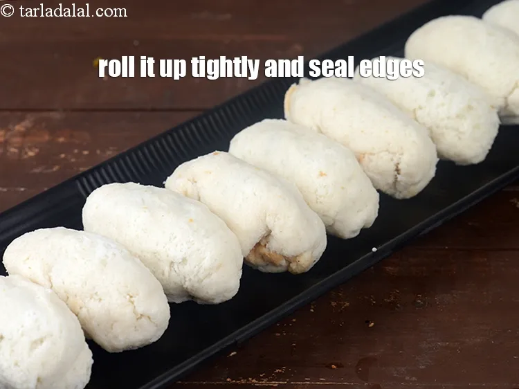 Step 20 – Seal the roll properly otherwise the stuffing will splutter&nbsp;while frying.