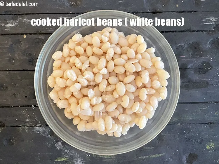 Step 14 – Pressure cooked haricot beans ( white beans ).