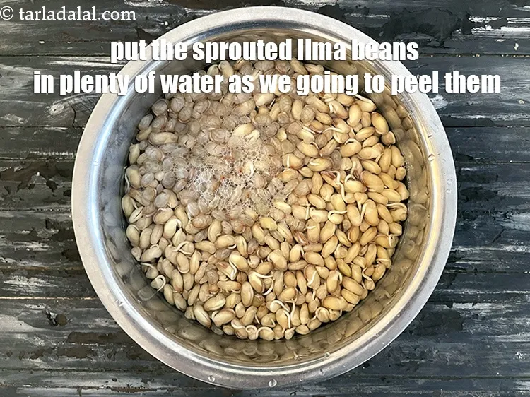 Step 14 – Put the sprouted vaal in a bowl full of water as we going to peel …