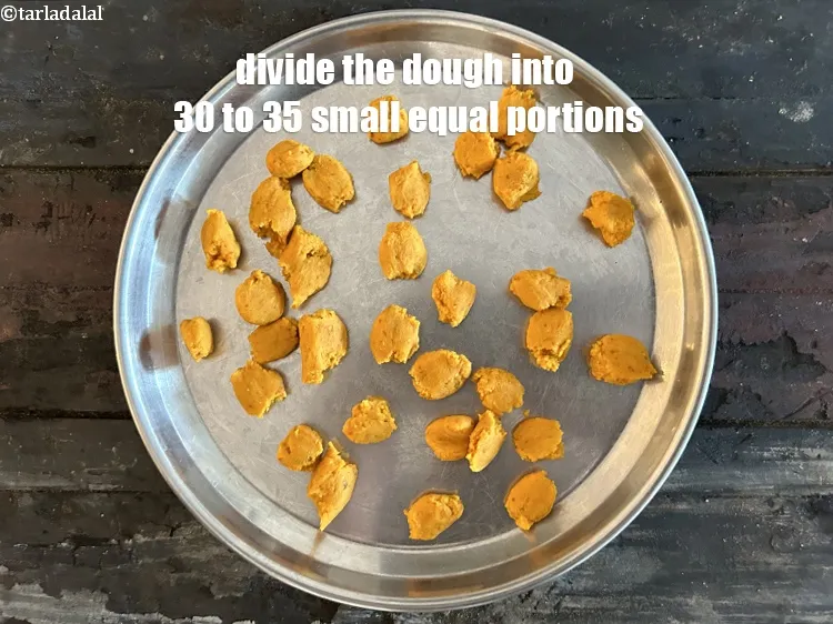 Step 14 – Divide the dough into 30 to 35 small equal portions.
