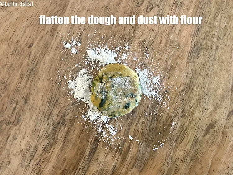 Step 14 – To make <strong>hariyali soya puris recipe | soya puris with fenugreek leaves and coriander |&nbsp;methi …