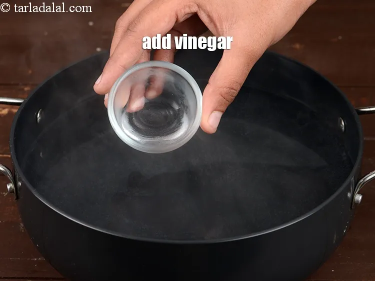 Step 16 – Add 2 tsp <a href="https://www.tarladalal.com/glossary-vinegar-sirka-cooking-vinegar-341i">vinegar</a>. This is added to maintain the colour and shape of …