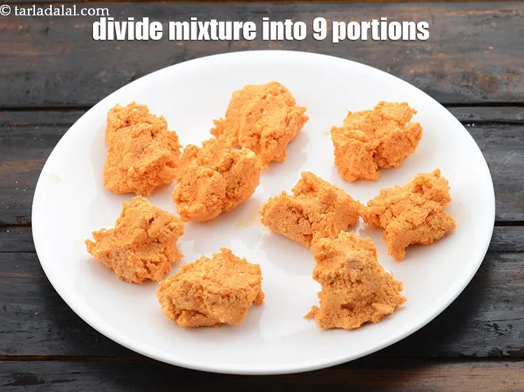 Step 14 – Divide the mixture into 9 equal portions.