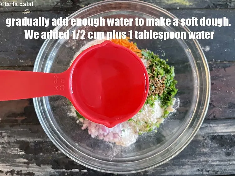 Step 14 – Gradually add enough water to make a soft dough. We added 1/2 cip&nbsp;water and then …