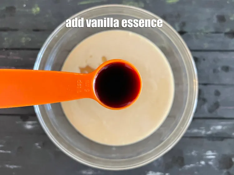 Step 22 – Add&nbsp;1 tsp&nbsp;<a href="https://tarladalal.com/glossary-vanilla-essence-406i">vanilla essence</a>.