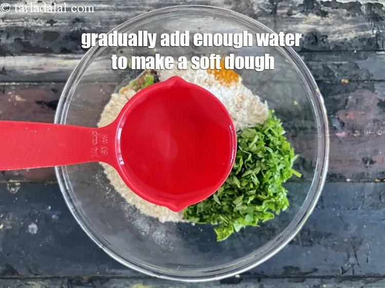 Step 16 – Gradullay add enough water to make a soft dough. We added 1/4 cup&nbsp;water. We later …