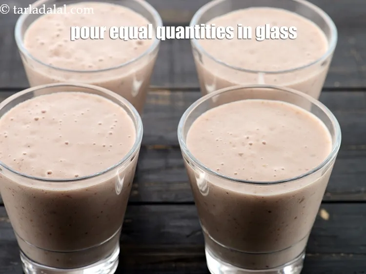 Step 14 – Pour equal quantities in glass.