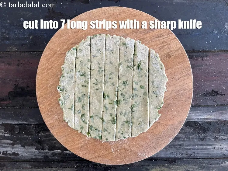 Step 17 – Cut it into 7&nbsp;equal sized strips and keep aside. Note that the sides of the …