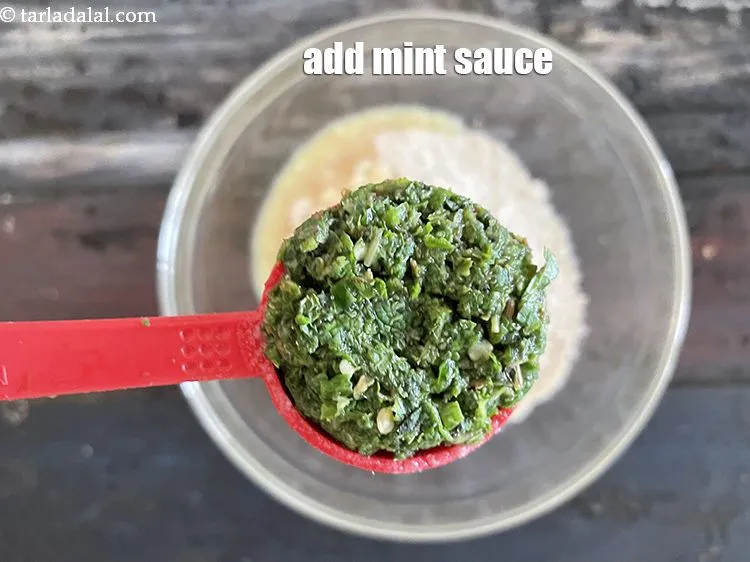 Step 25 – Add the mint sauce.