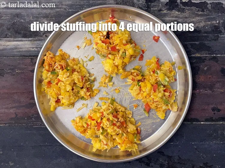 Step 23 – To make&nbsp;<strong>corn capsicum cheese paratha recipe |&nbsp;stuffed corn and capsicum paratha | corn cheese and …