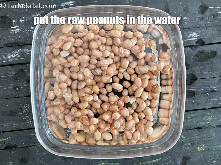 Step 15 – Put the raw peanuts in the water.